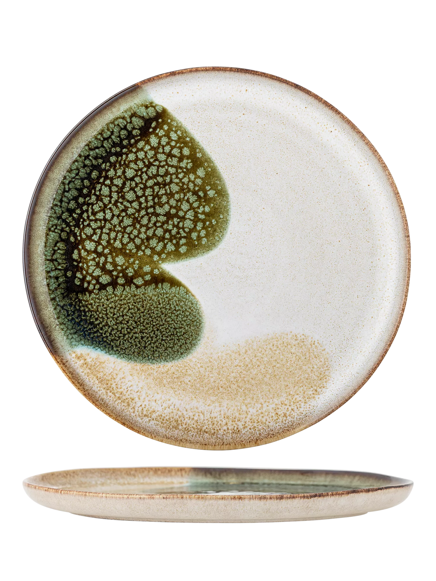 Bloomingville handcrafted stoneware dinner plate 22cm green, UK version