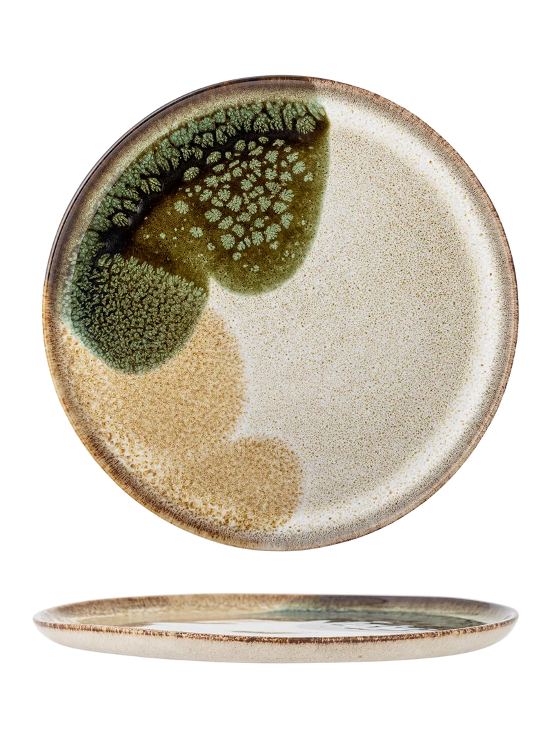 Bloomingville stoneware side plate green 22cm, imported from the UK