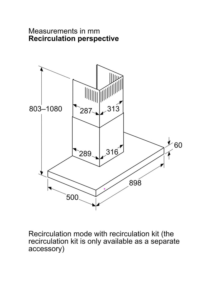 Neff N50 box chimney cooker hood 90cm matte, UK version