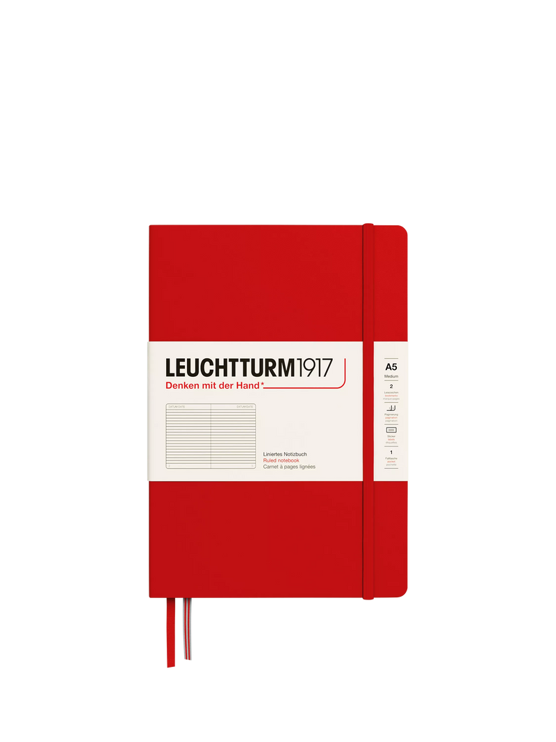LEUCHTTURM1917 hardcover ruled notebook A5 cherry, imported from the UK