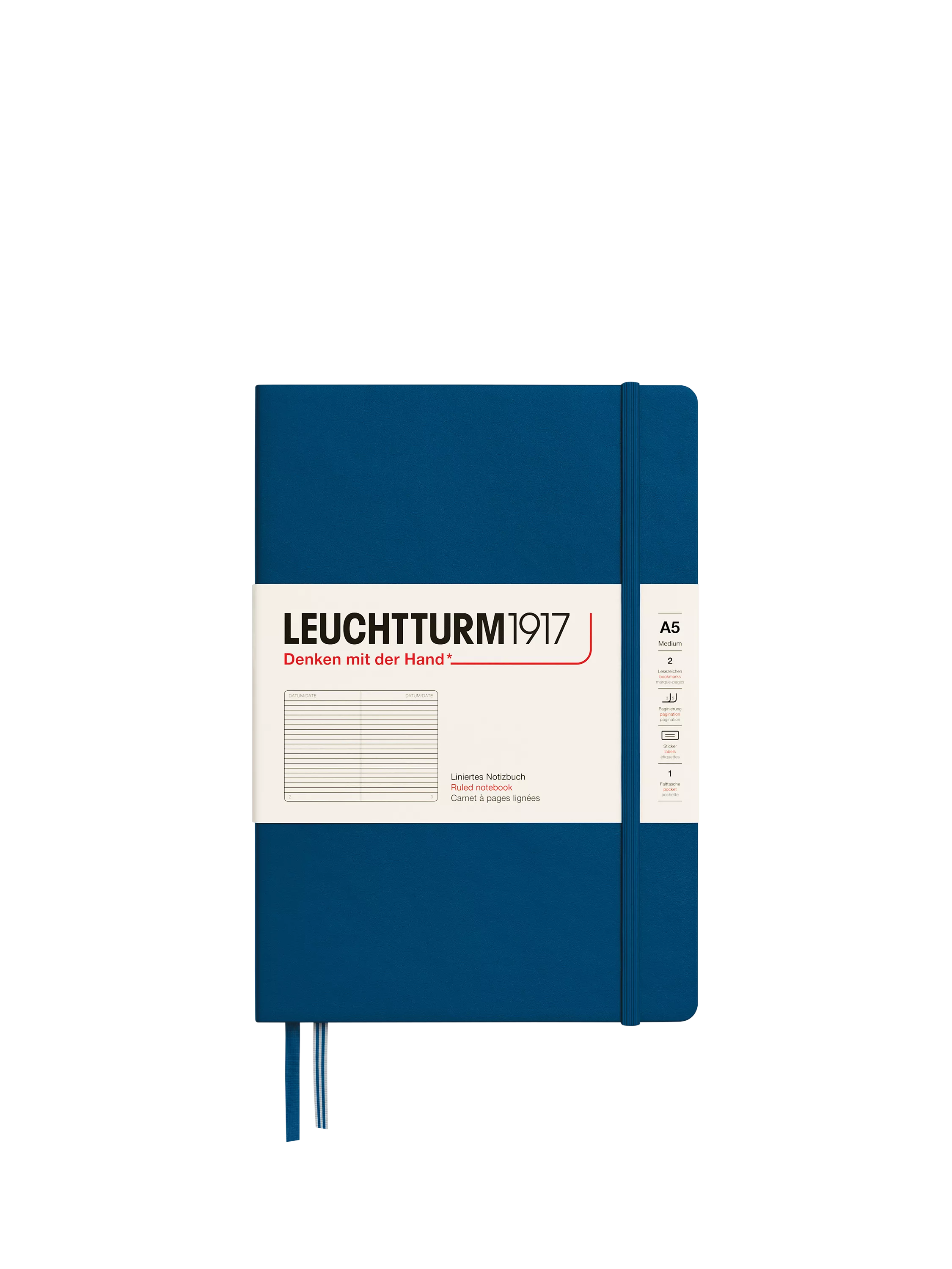LEUCHTTURM1917 A5 ruled hardcover notebook blue, imported from the UK