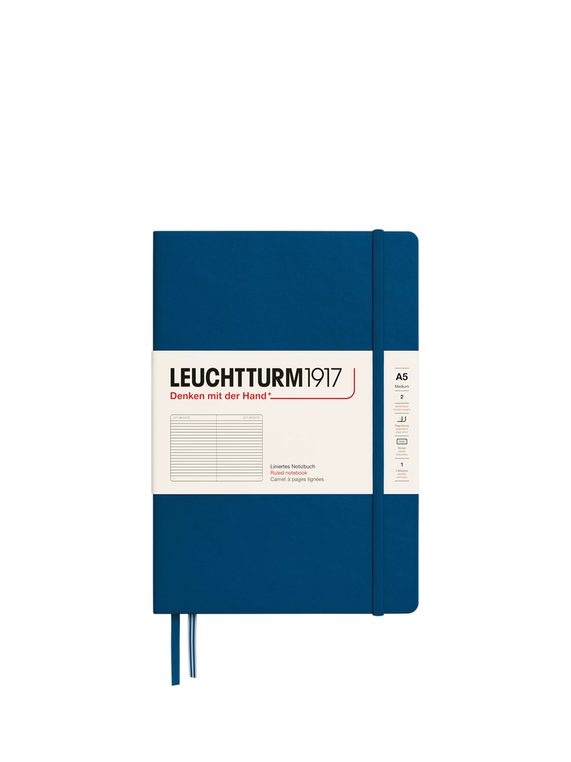 LEUCHTTURM1917 A5 ruled hardcover notebook blue, imported from the UK