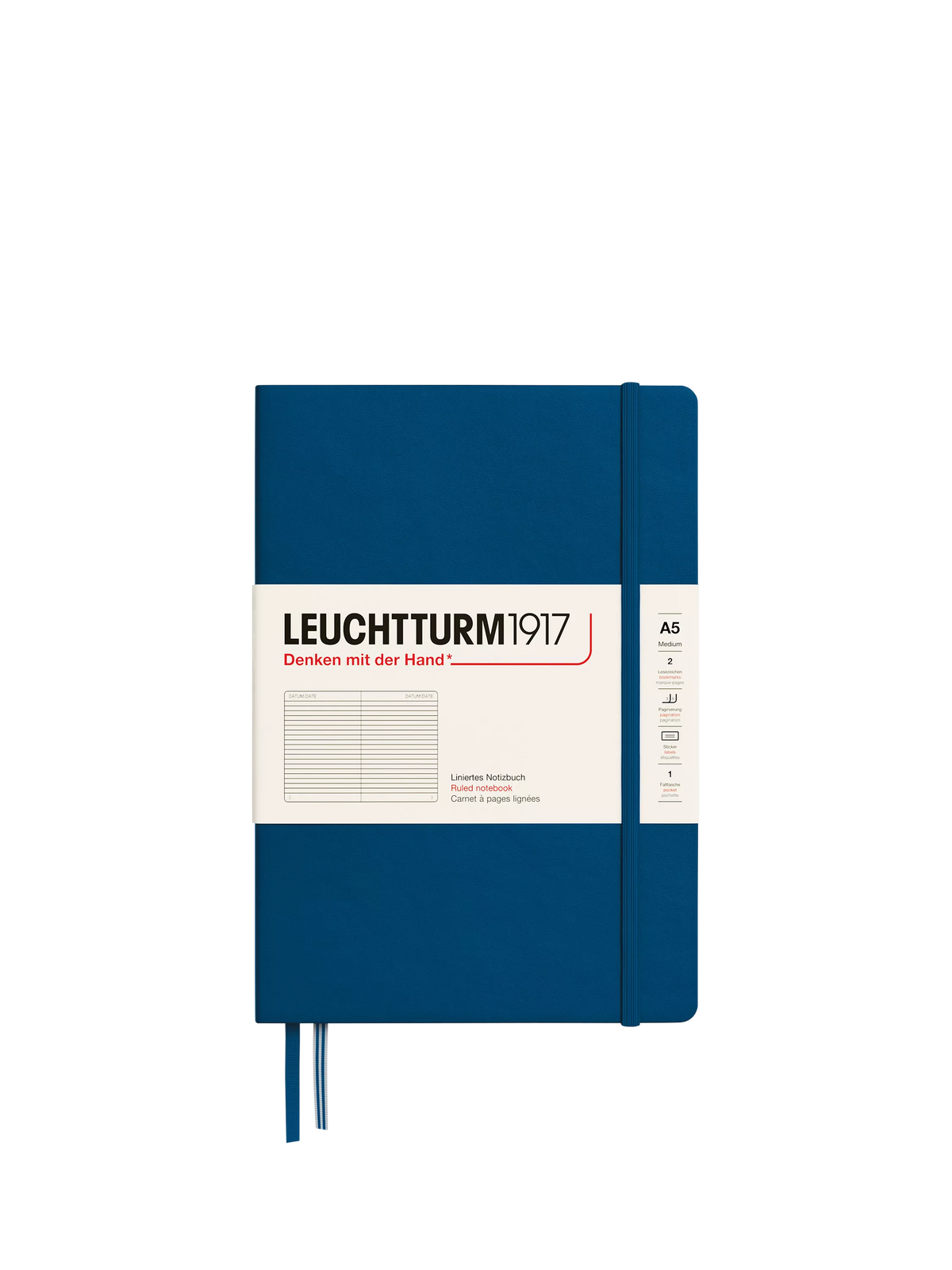 LEUCHTTURM1917 A5 ruled hardcover notebook blue, imported from the UK