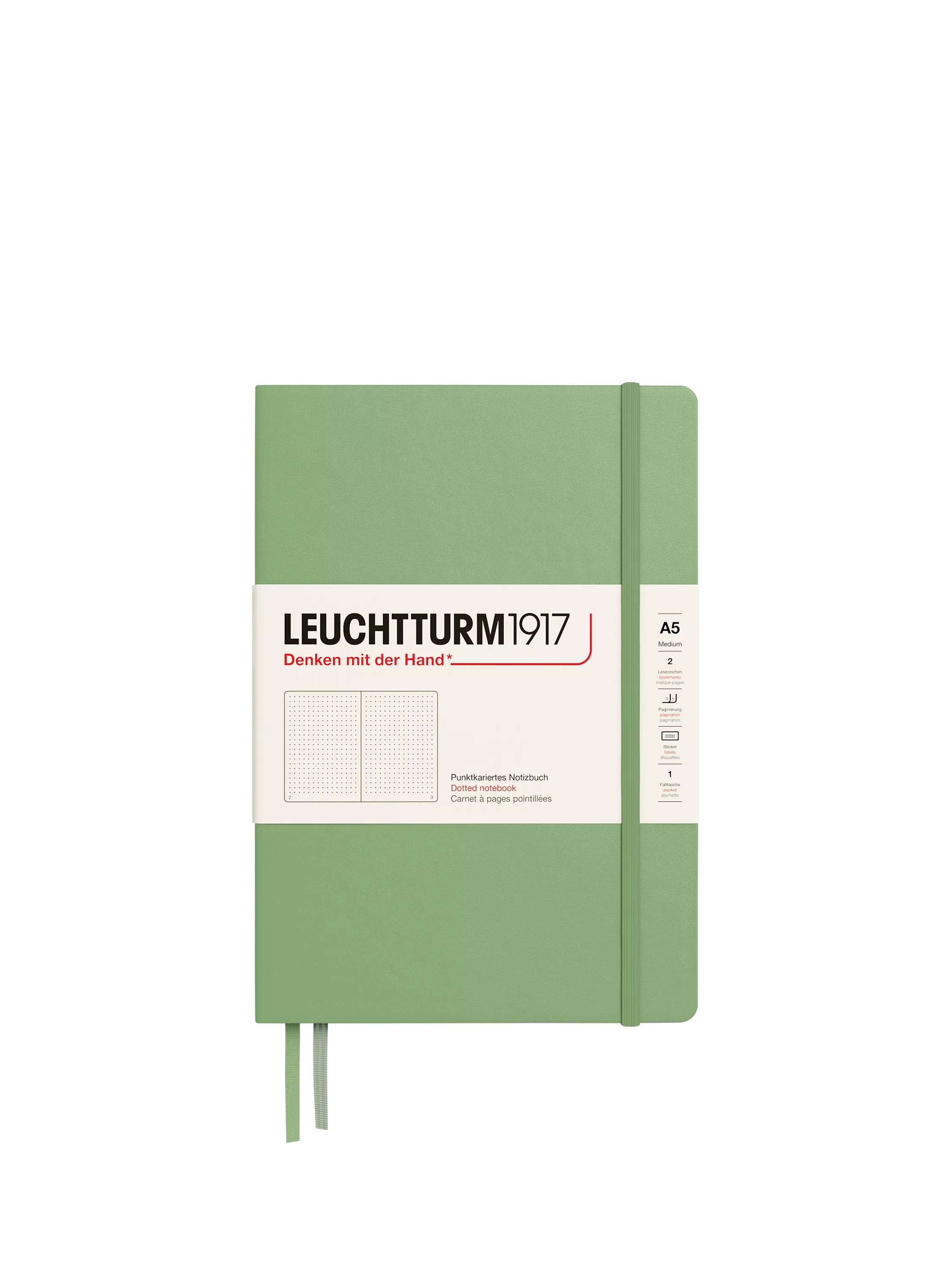 LEUCHTTURM1917 A5 dotted hardcover notebook green (British brand)