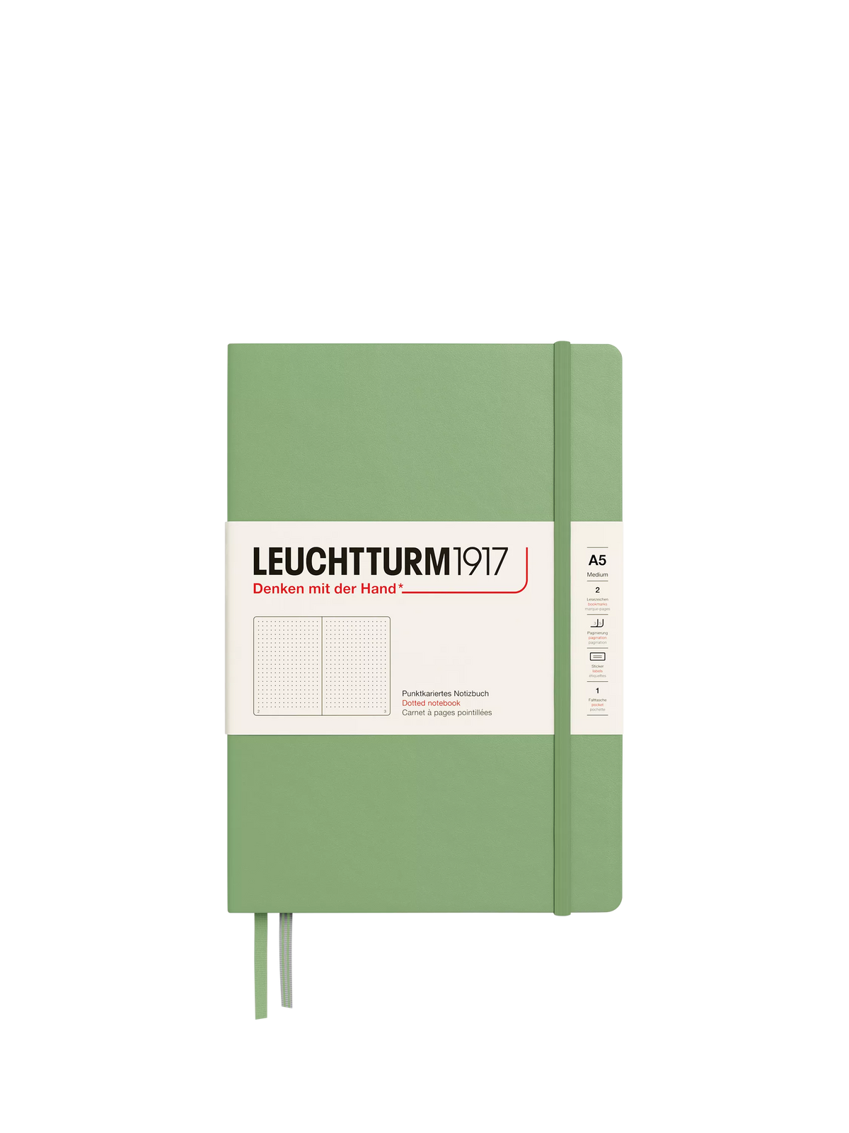 LEUCHTTURM1917 A5 dotted hardcover notebook green (British brand)