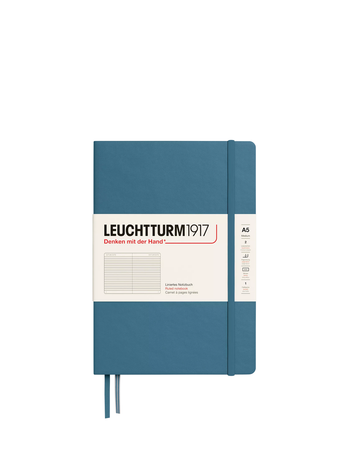 LEUCHTTURM1917 A5 ruled hardcover notebook in blue, imported from the UK