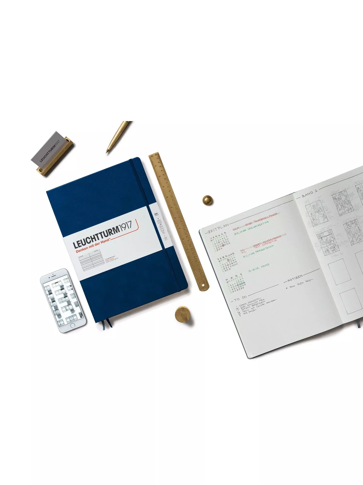 LEUCHTTURM1917 A5 ruled hardcover notebook in blue, imported from the UK