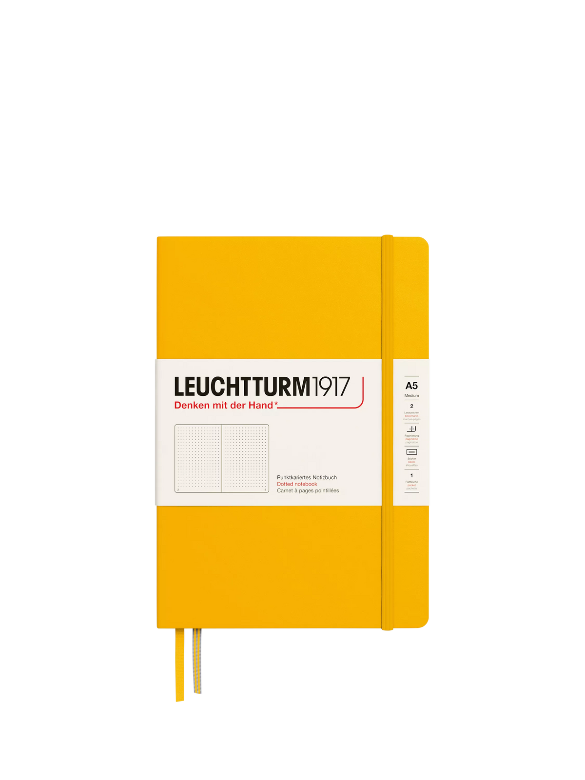 LEUCHTTURM1917 A5 dotted hardcover notebook yellow (British brand)