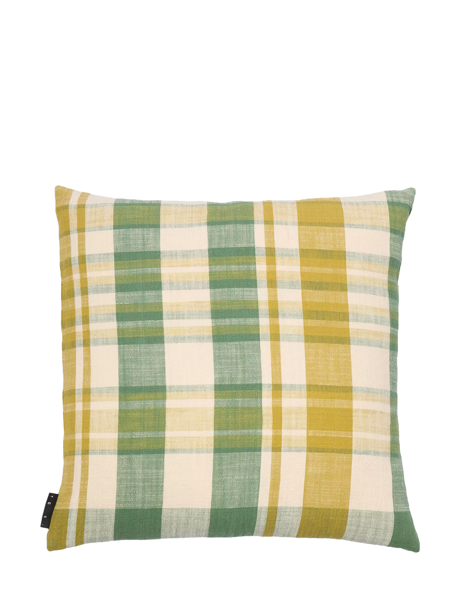 The Conran Shop Marabar Check cushion Green/Chartreuse 50cm, imported from the UK