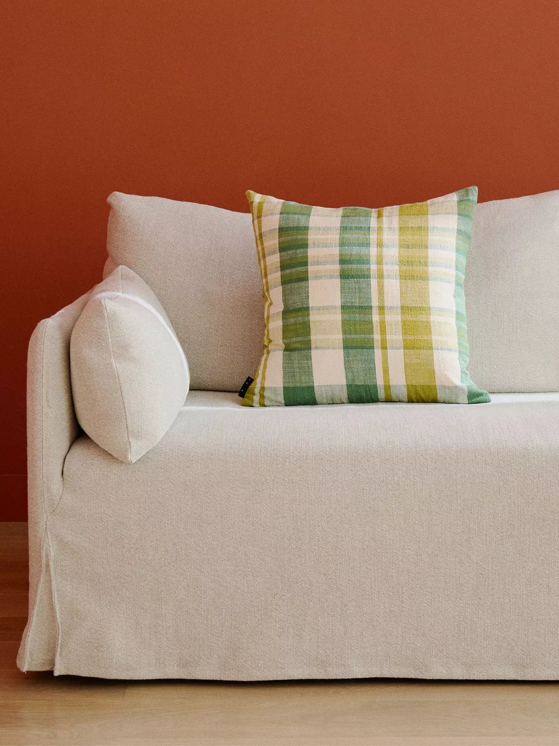 The Conran Shop Marabar Check cushion Green/Chartreuse 50cm, imported from the UK