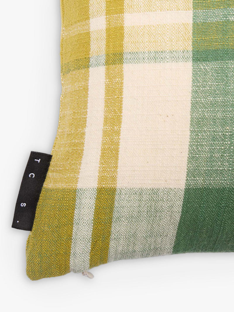 The Conran Shop Marabar Check cushion Green/Chartreuse 50cm, imported from the UK
