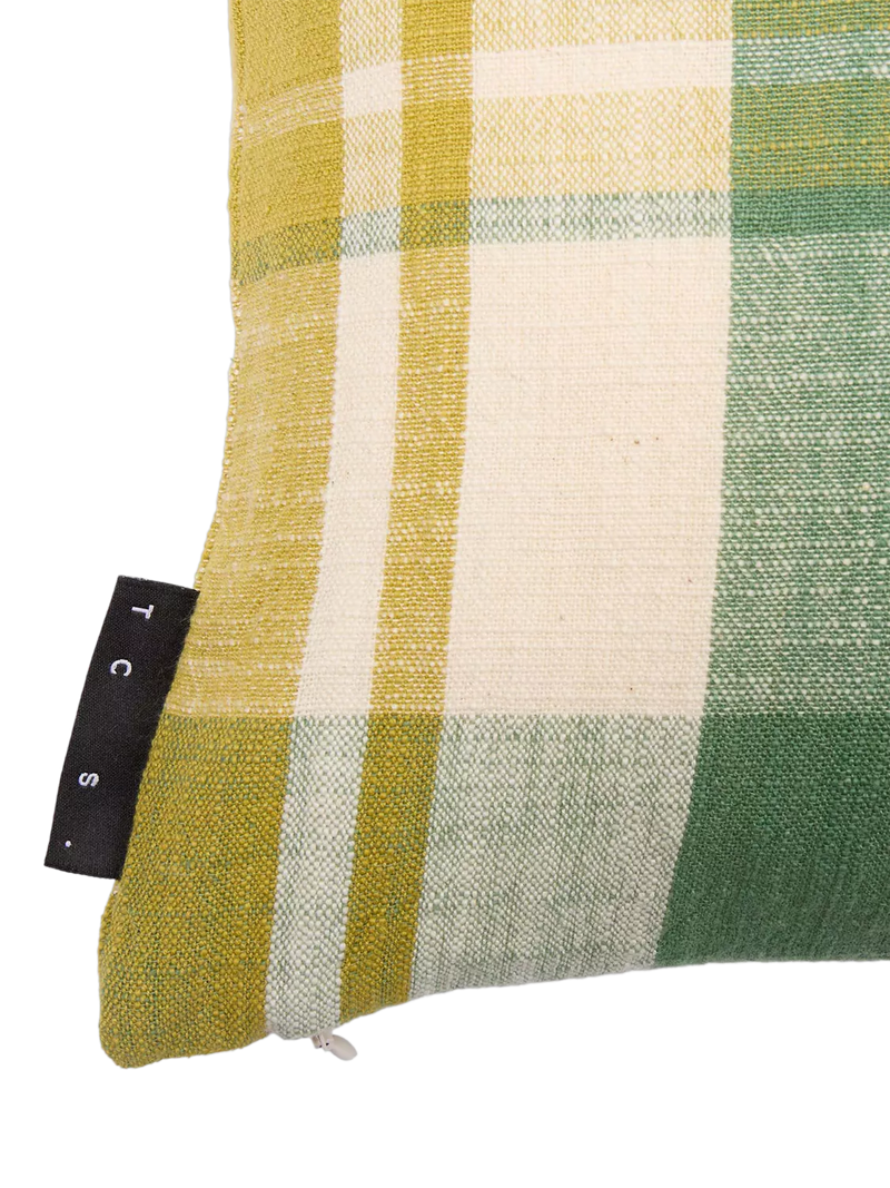 The Conran Shop Marabar Check cushion Green/Chartreuse 50cm, imported from the UK