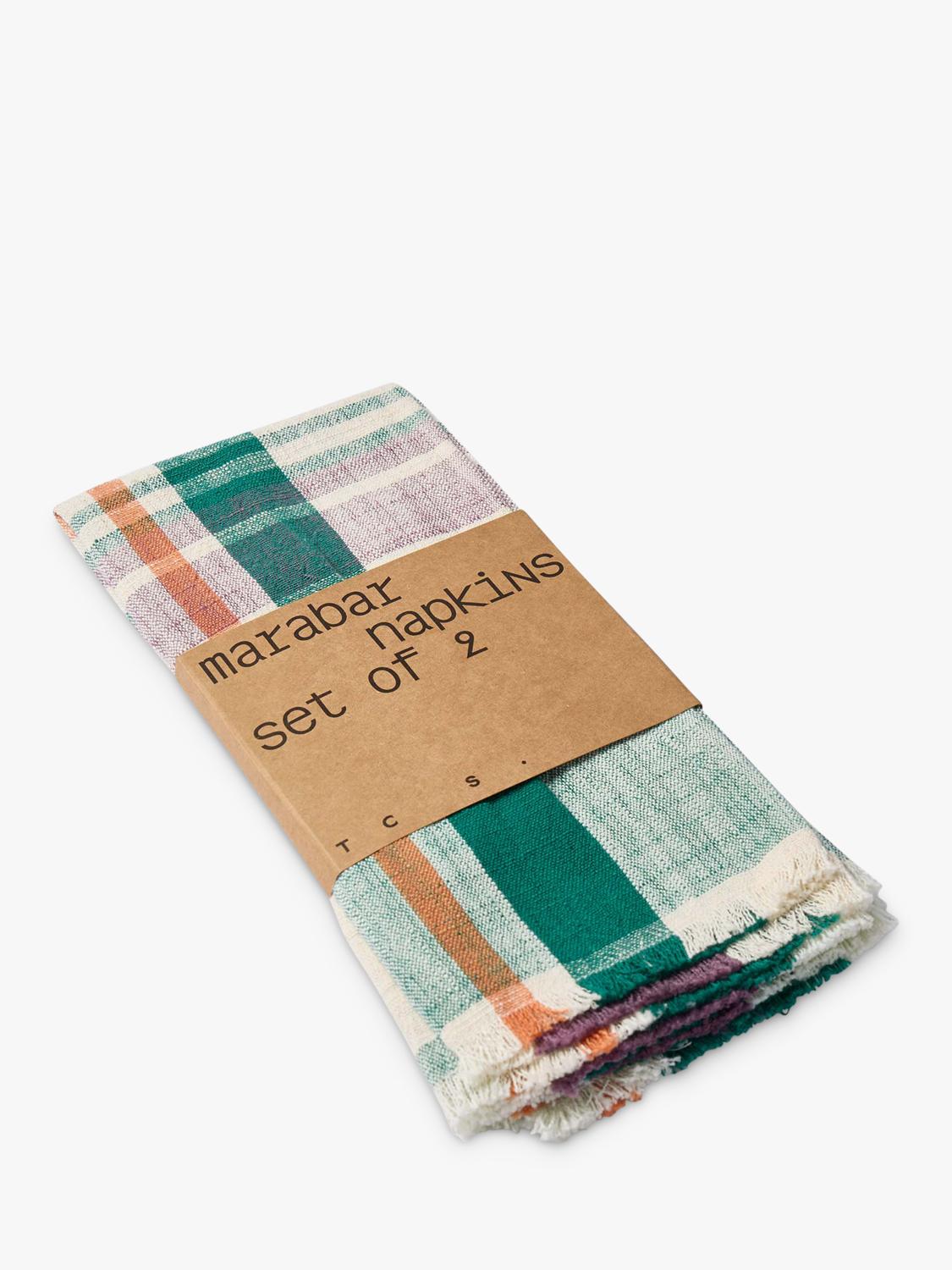 The Conran Shop Marabar check cotton napkins set of 2 green mauve - British product
