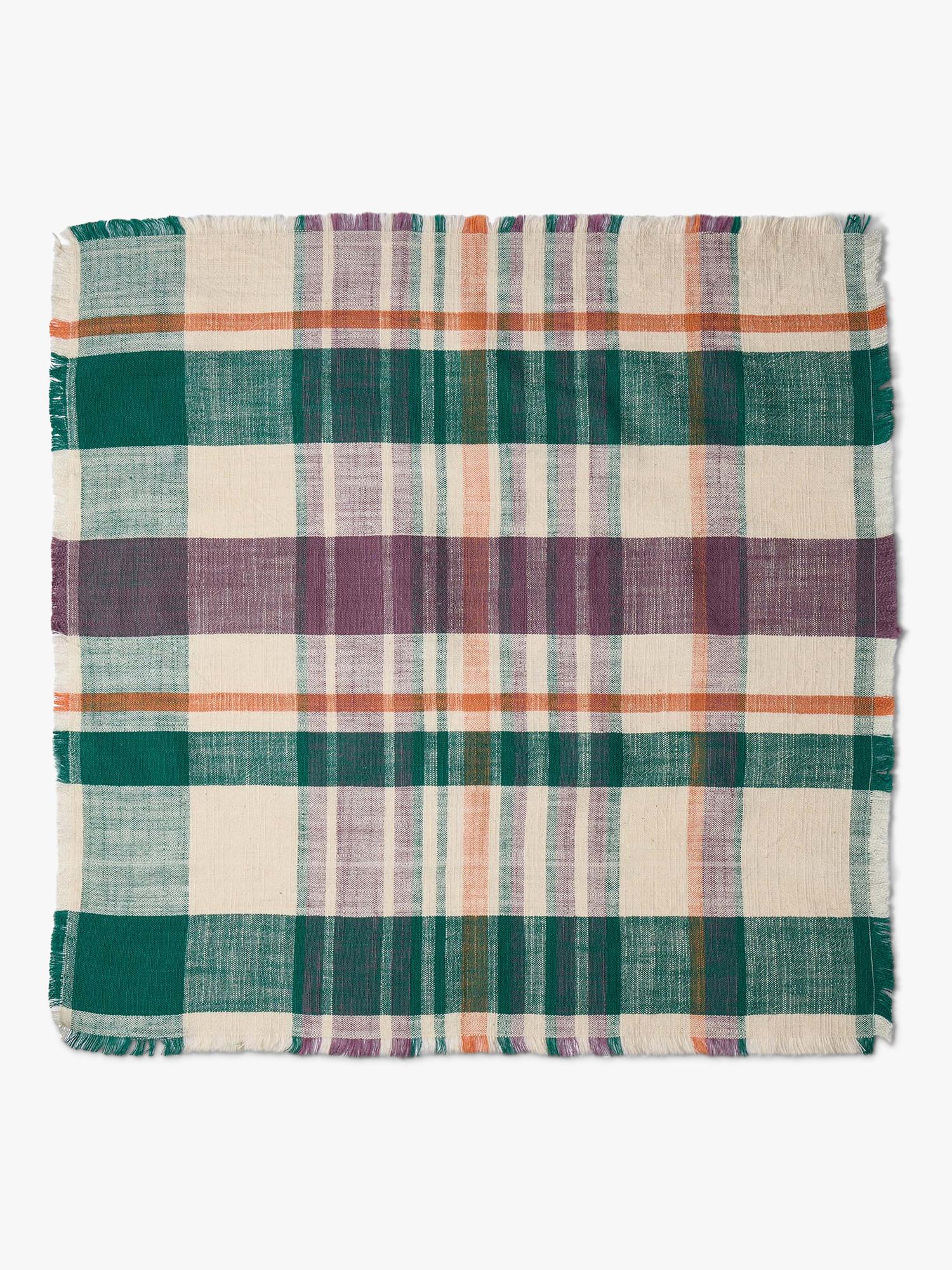 The Conran Shop Marabar check cotton napkins set of 2 green mauve - British product