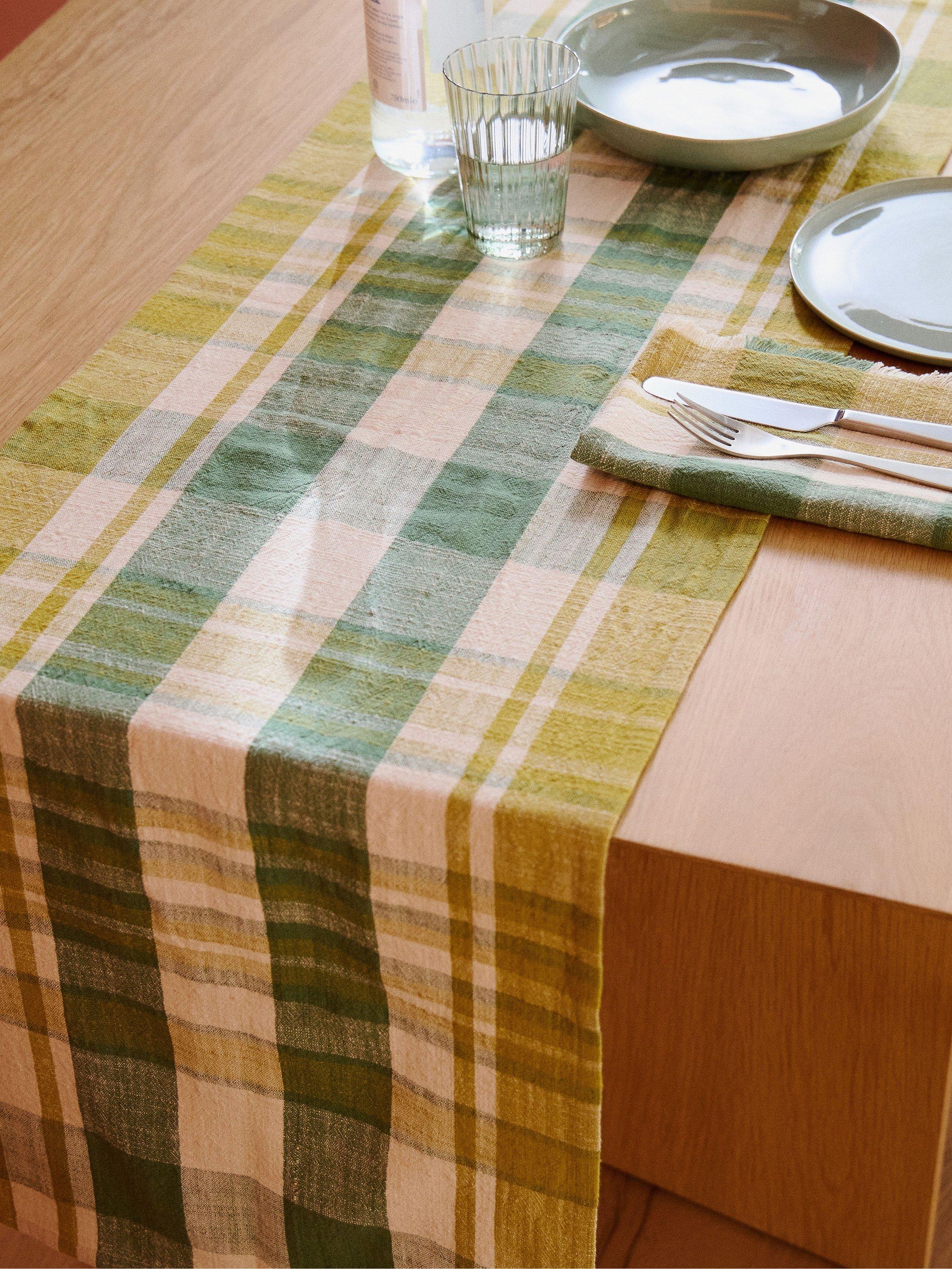 Conran Shop Marabar table runner green chartreuse 260cm, imported from the UK