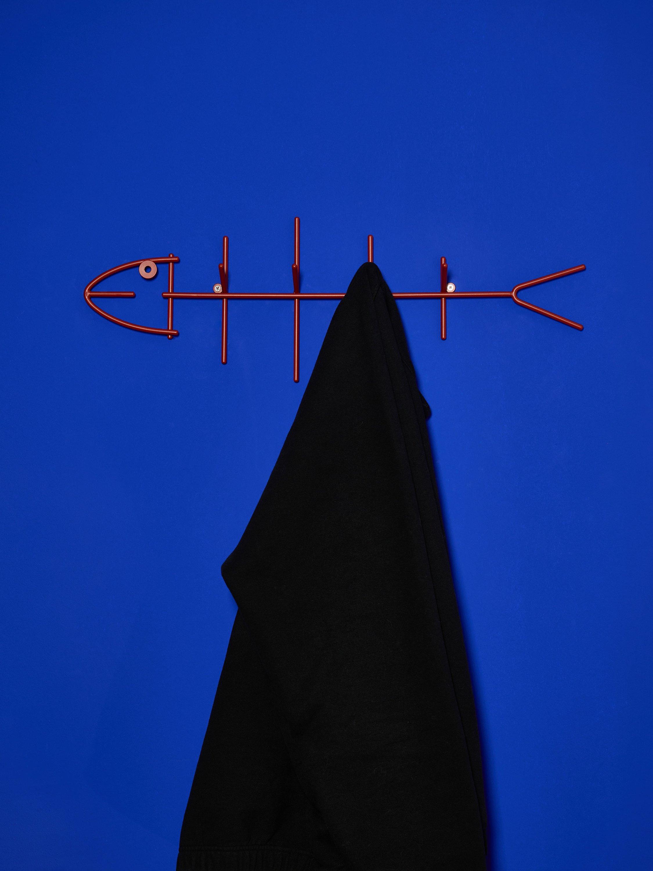 The Conran Shop red fish hook wall-mounted rack 60cm (British brand)