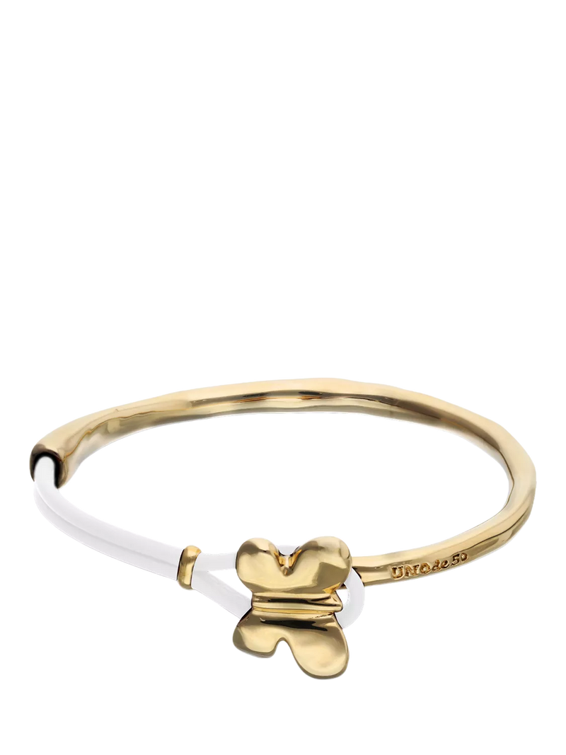 UNOde50 leather butterfly bracelet gold and white (British brand)
