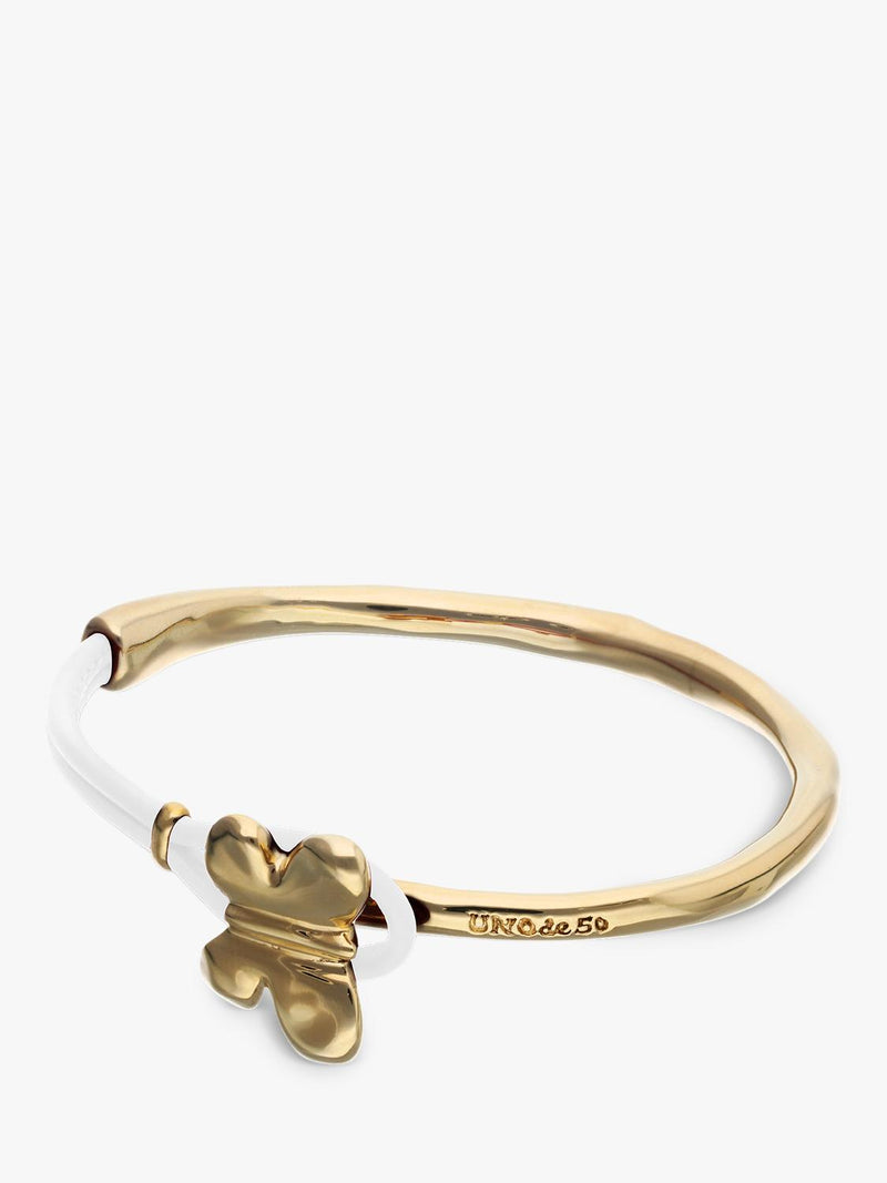 UNOde50 leather butterfly bracelet gold and white (British brand)