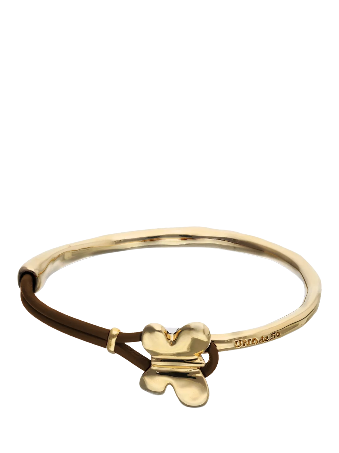 UNOde50 Leather Butterfly Bracelet, Gold/Brown