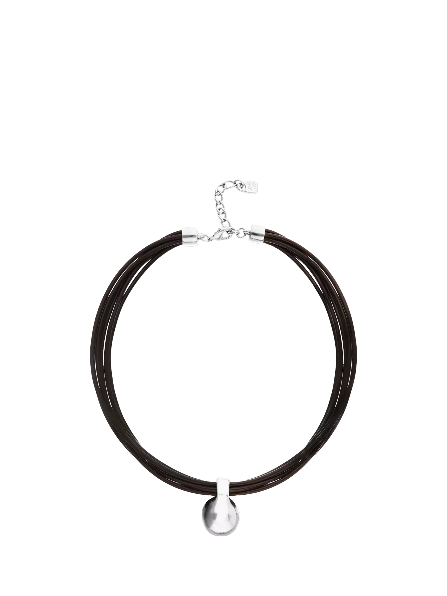 UNOde50 leather sphere necklace silver plated 42cm, UK version