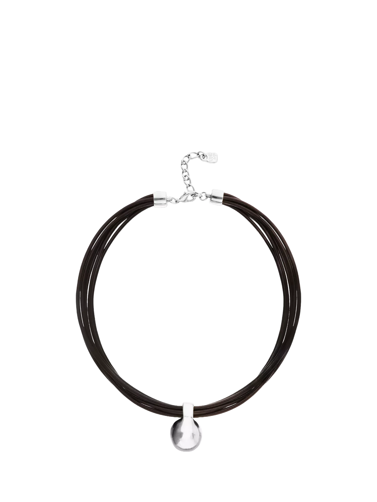 UNOde50 leather sphere necklace silver plated 42cm, UK version