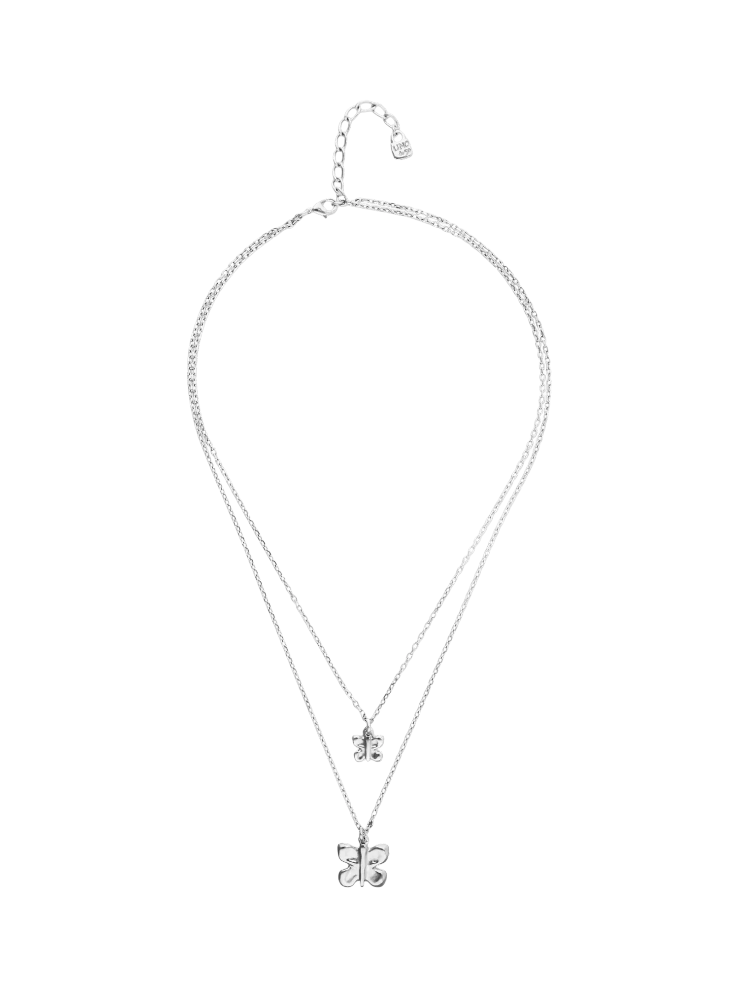 UNOde50 double butterfly necklace silver plated, imported from the UK