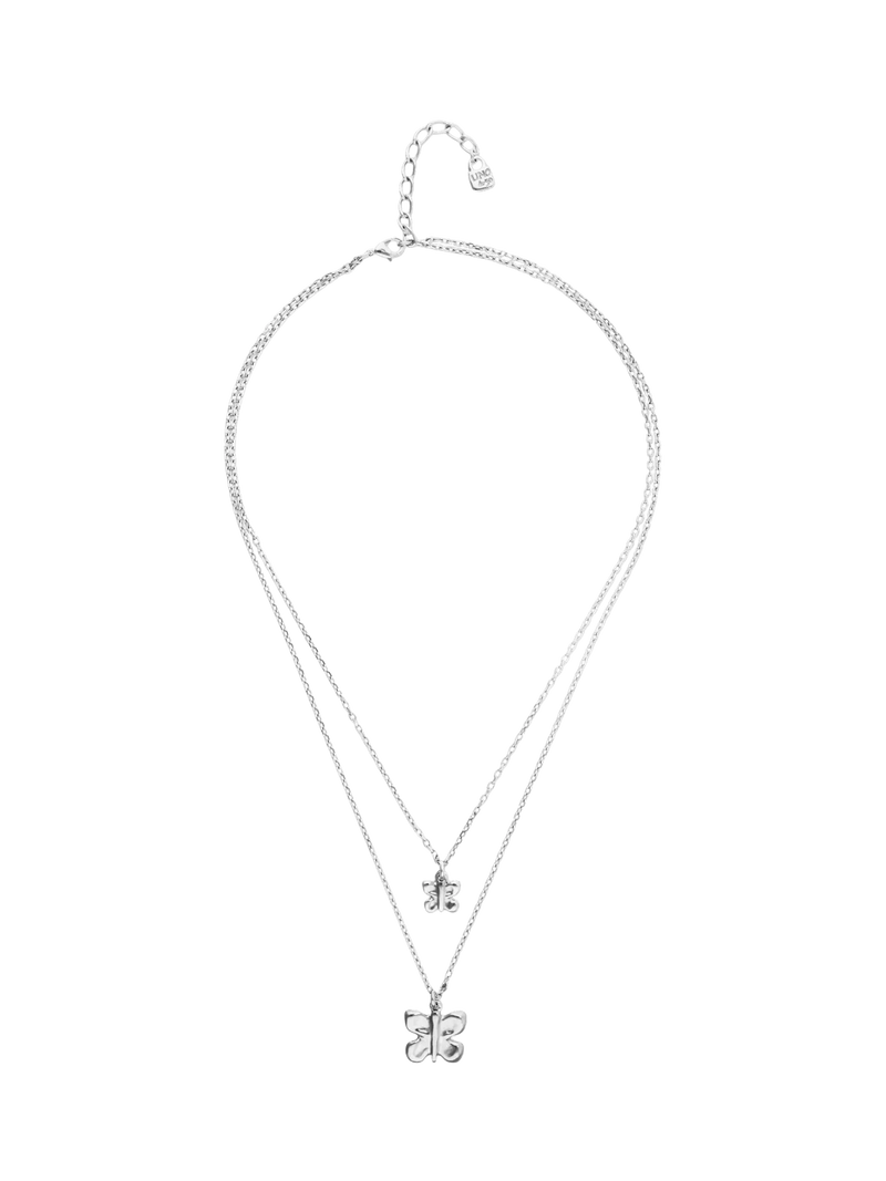 UNOde50 double butterfly necklace silver plated, imported from the UK