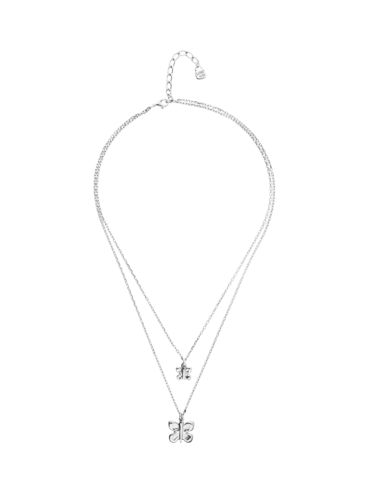 UNOde50 double butterfly necklace silver plated, imported from the UK