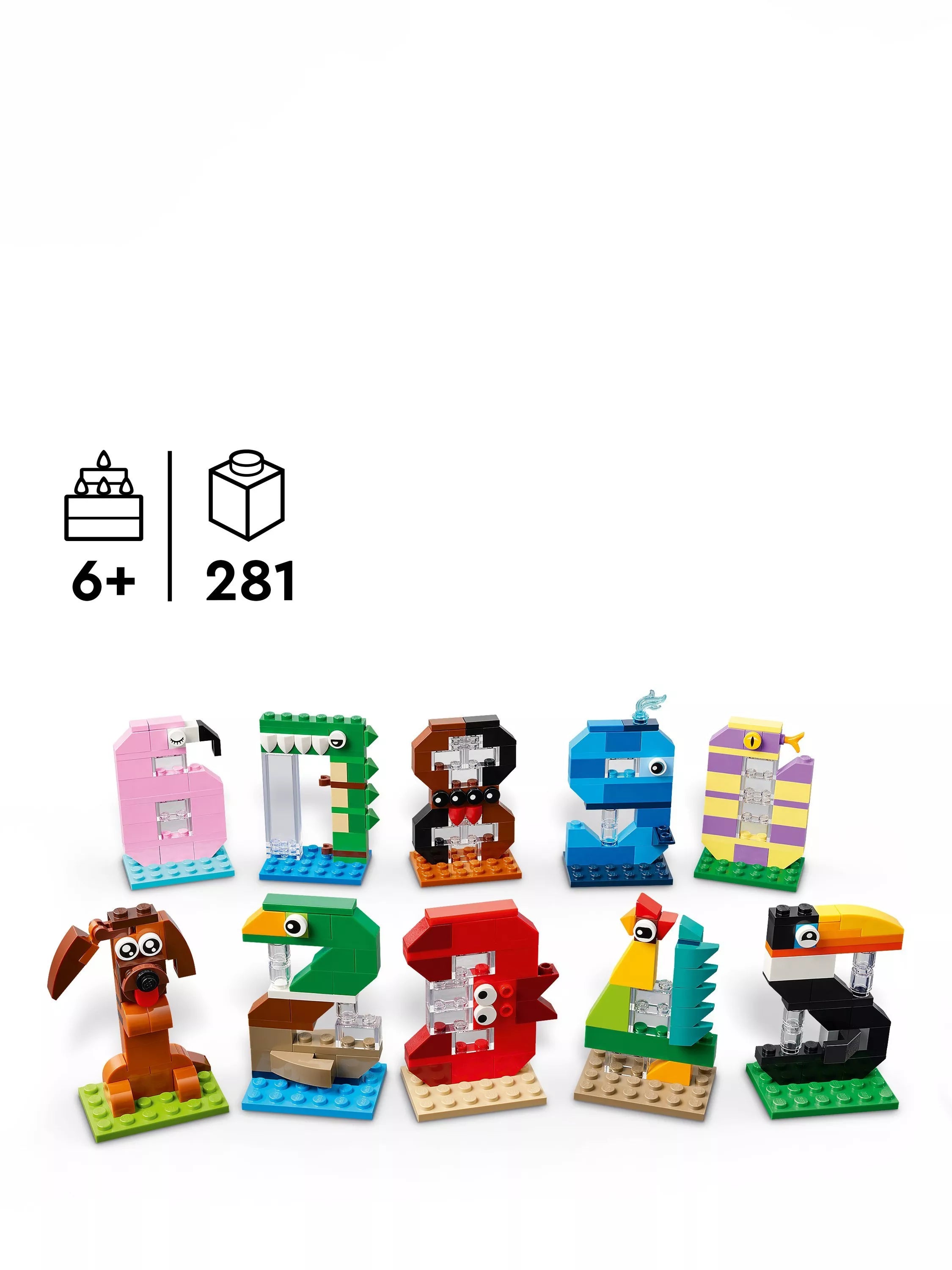 LEGO Animal Birthday Numbers building set 281 pieces, UK version