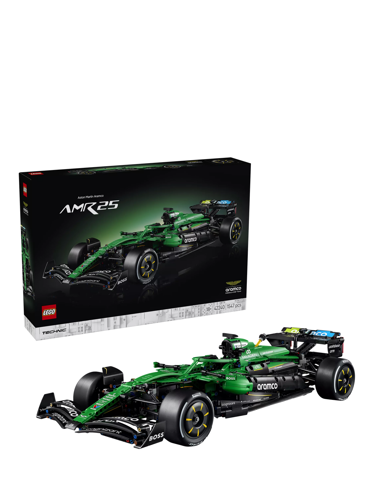LEGO Technic Aston Martin AMR25 F1 car building set 1547 pieces (British brand)