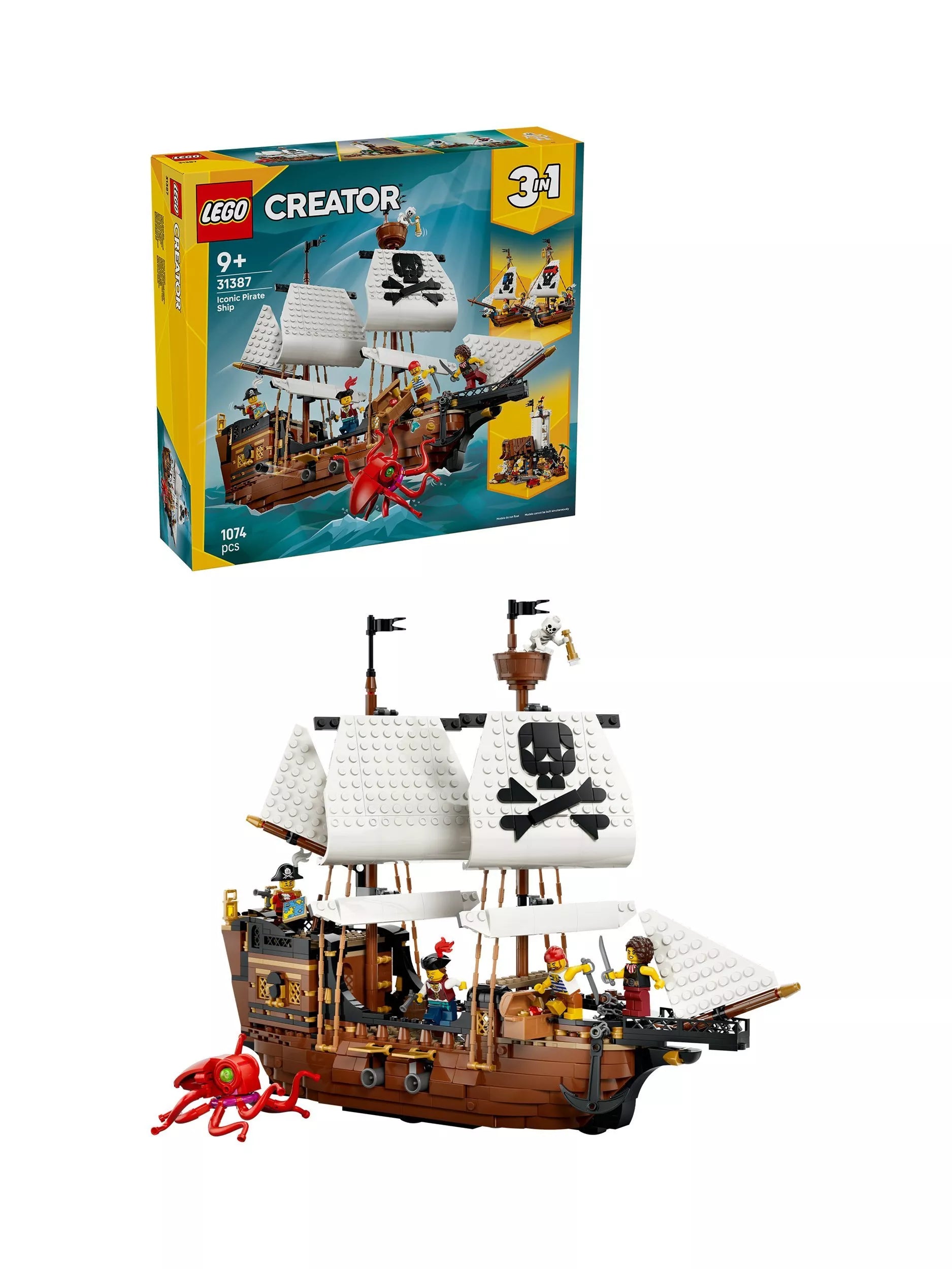 LEGO Creator 3-in-1 Pirate Ship building toy, imported from the UK