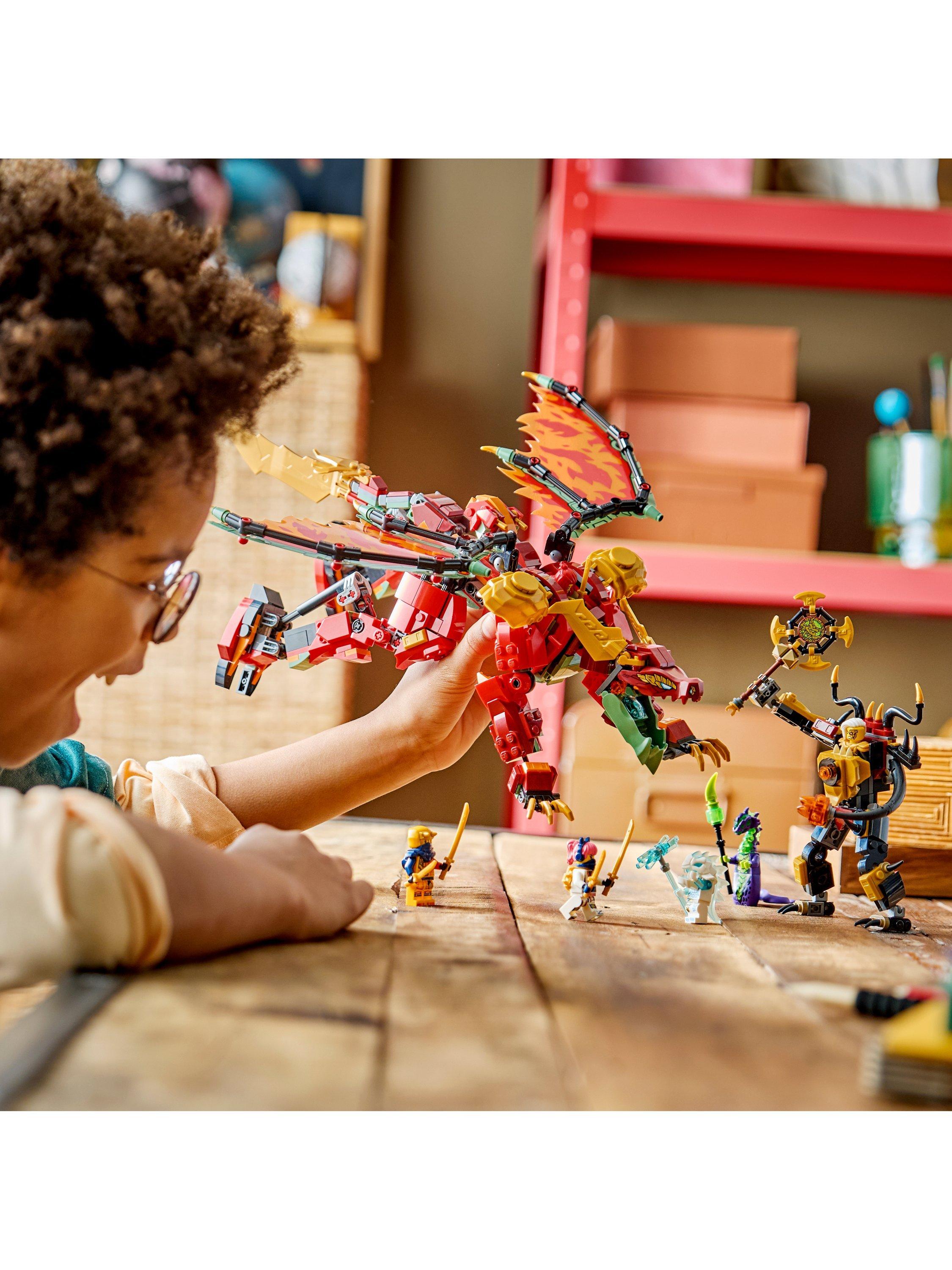 LEGO Ninjago Wyldfyre's Transforming Dragon Mech building toy, UK version