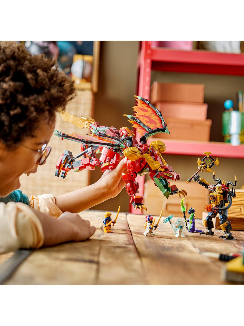 LEGO Ninjago Wyldfyre's Transforming Dragon Mech building toy, UK version