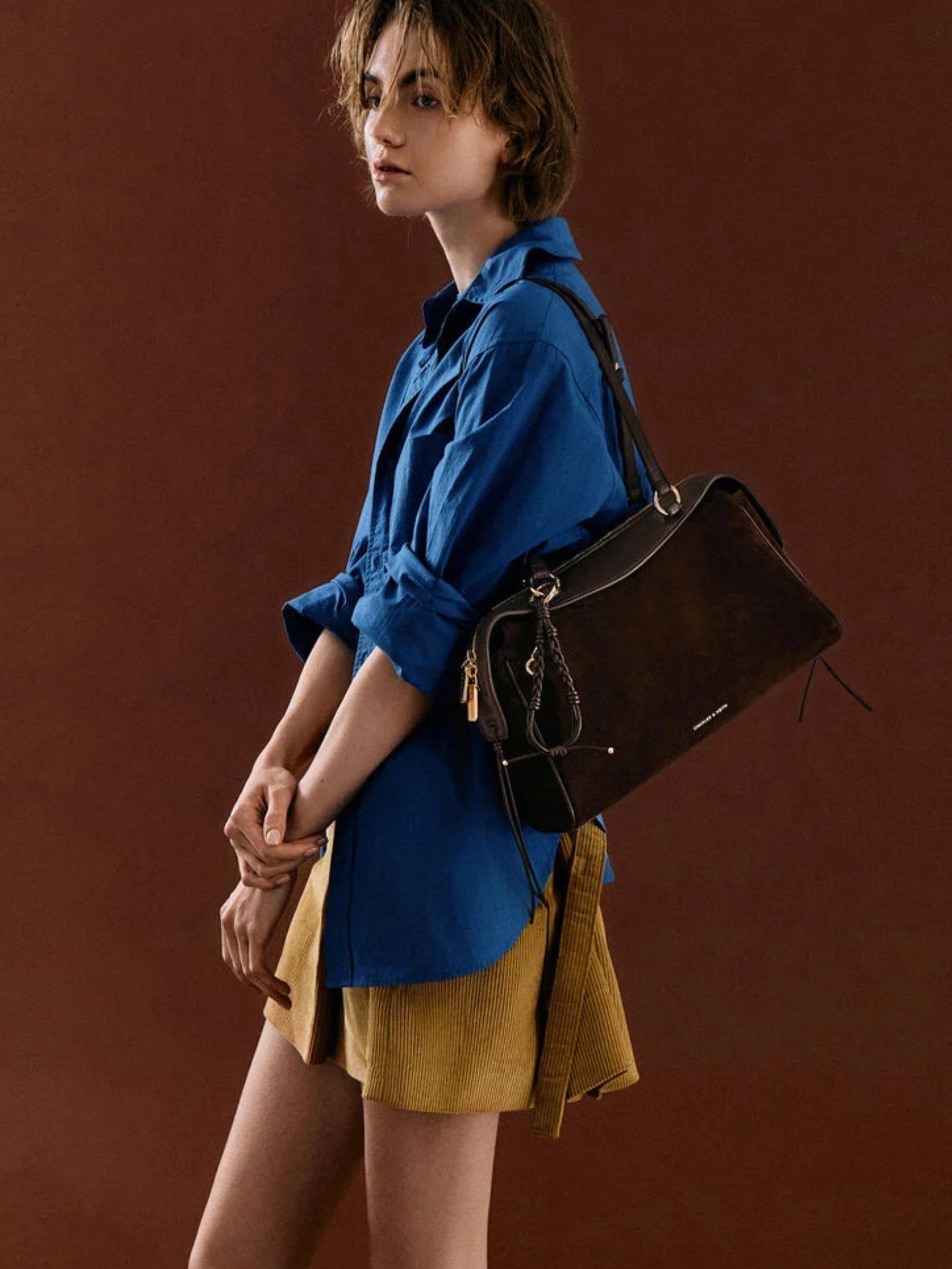 CHARLES & KEITH Hayden Medium tote bag espresso brown, UK version