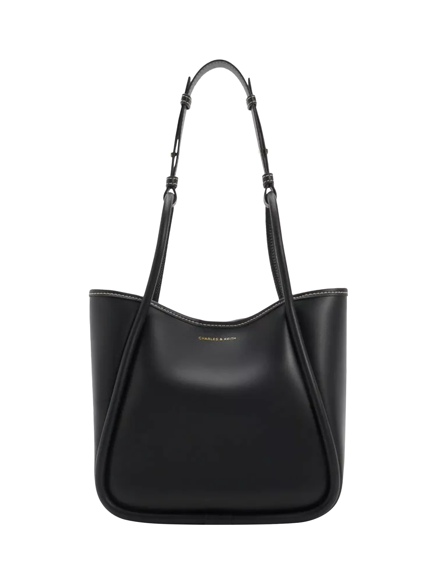 CHARLES & KEITH Lyla Mini Tubular Slouchy Faux Leather Tote Bag, Black