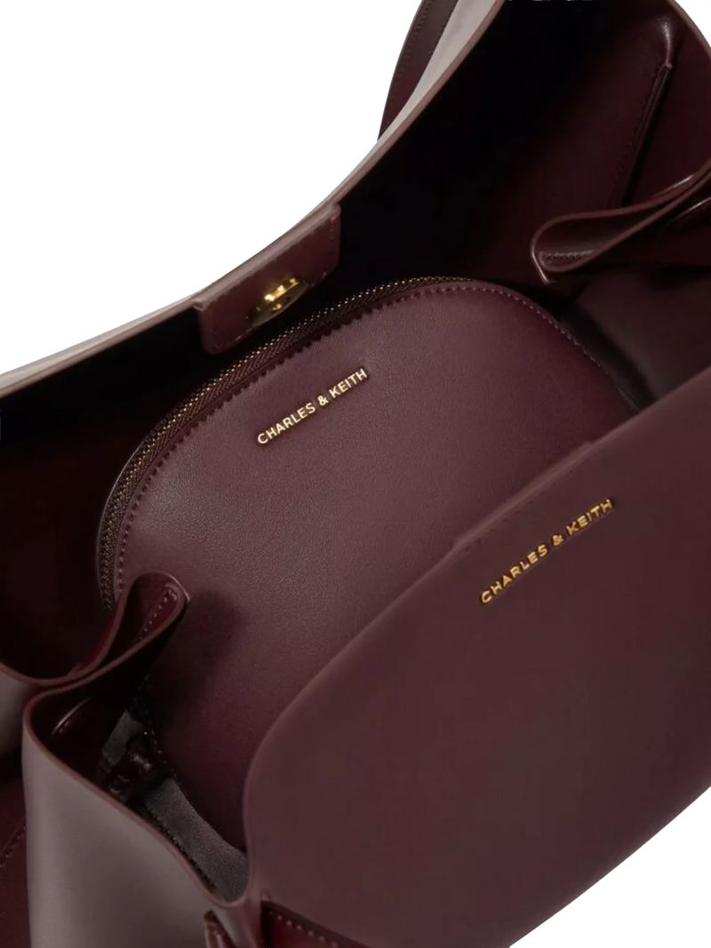 CHARLES & KEITH XL Calla tote bag in Winterberry Red - British product