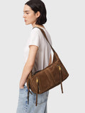 AllSaints suede shoulder bag brown mid (British brand)