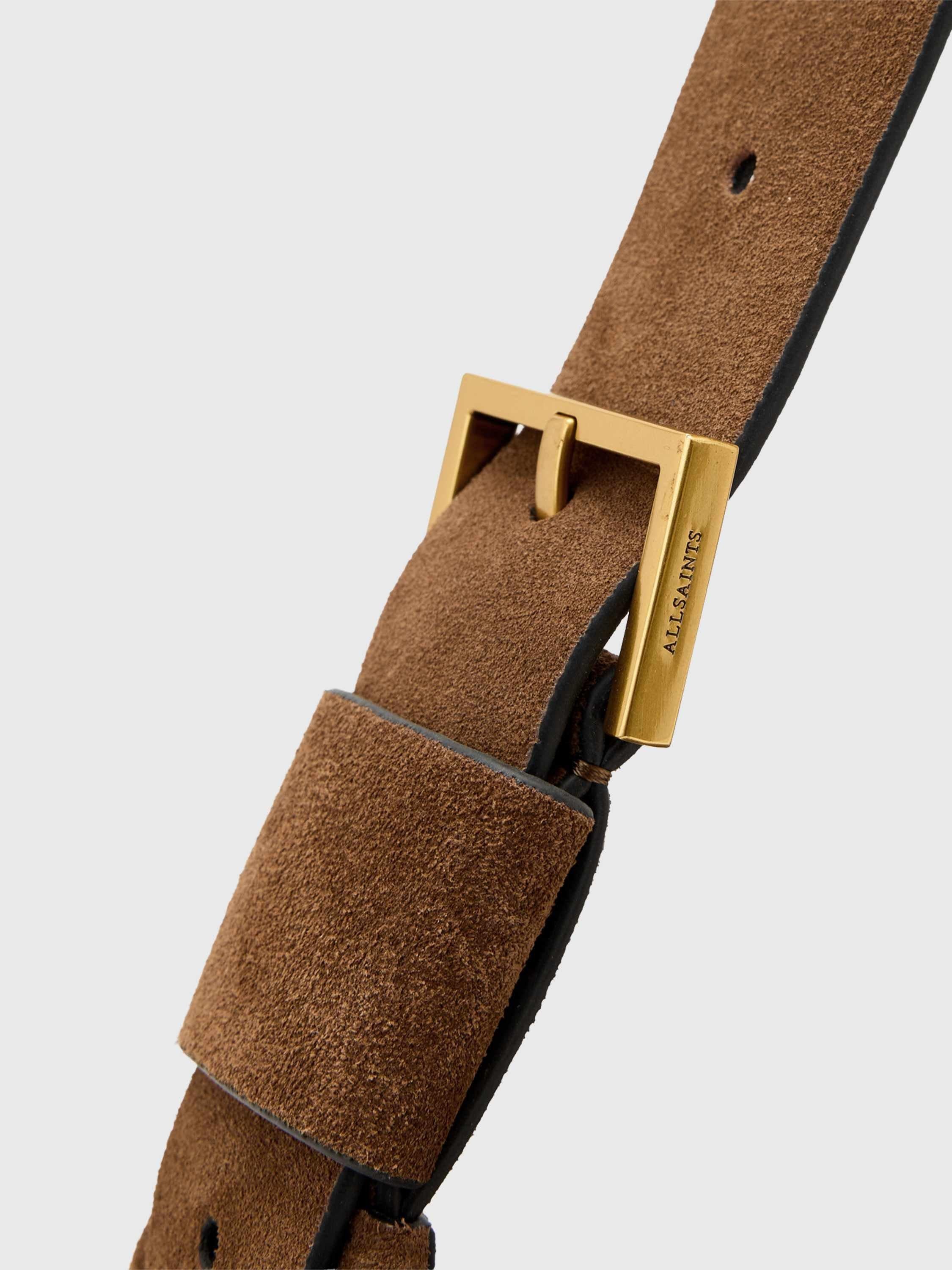 AllSaints suede shoulder bag brown mid (British brand)