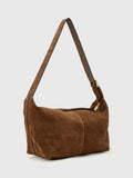 AllSaints suede shoulder bag brown mid (British brand)