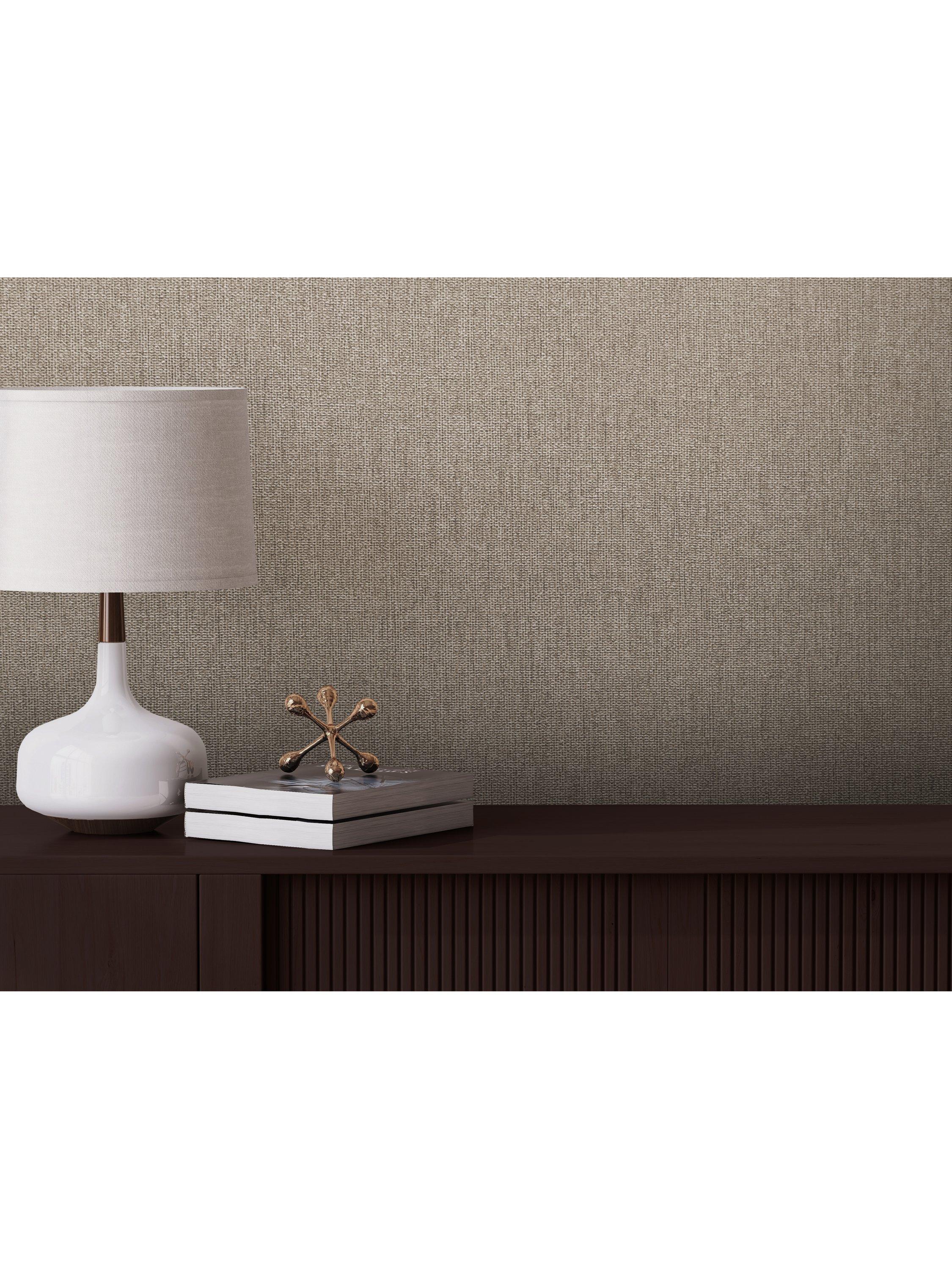John Lewis Alzira Mocha wallpaper with basket-weave design, UK version