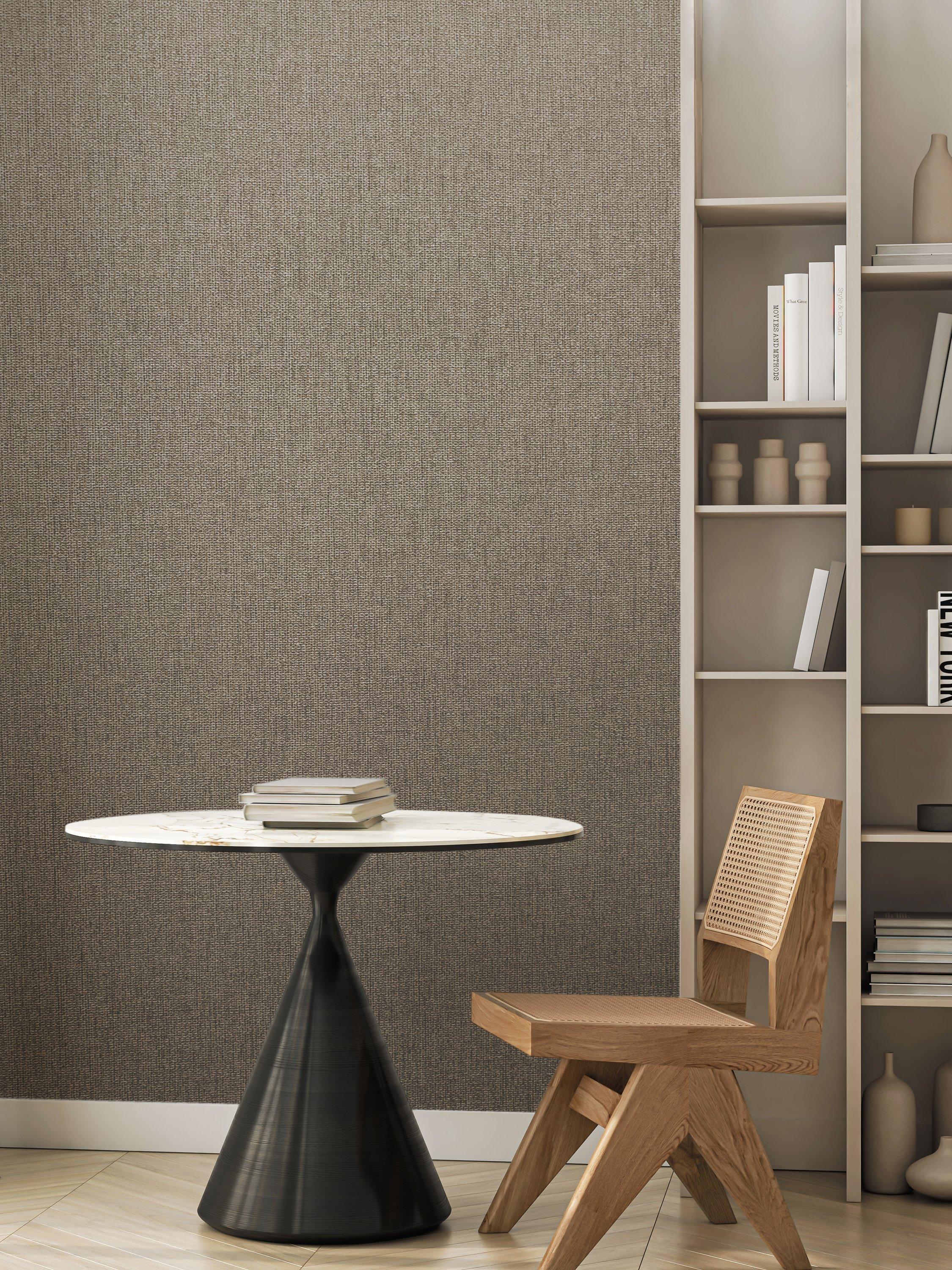 John Lewis Alzira Mocha wallpaper with basket-weave design, UK version