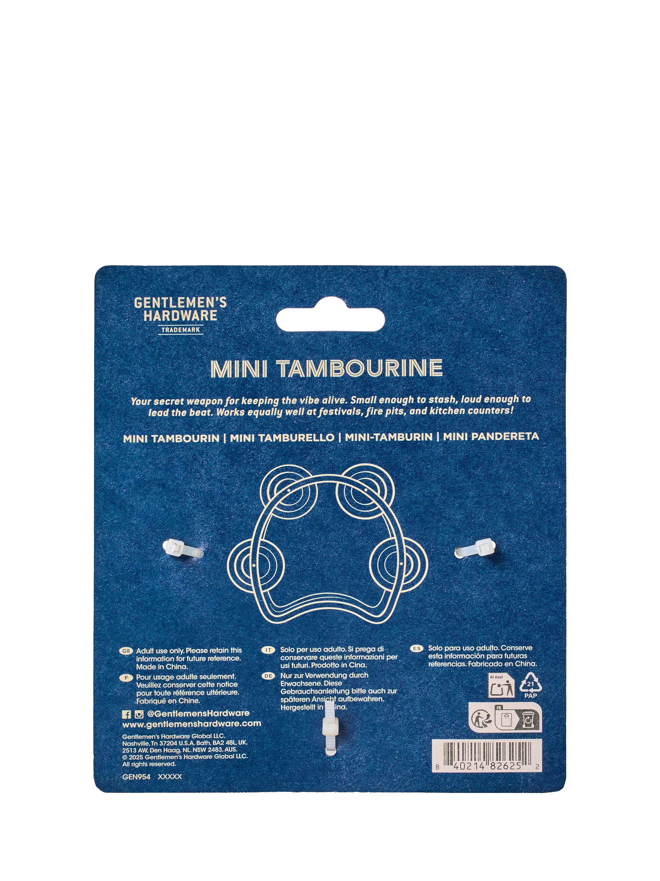 Gentlemen's Hardware mini tambourine small desk percussion - British product