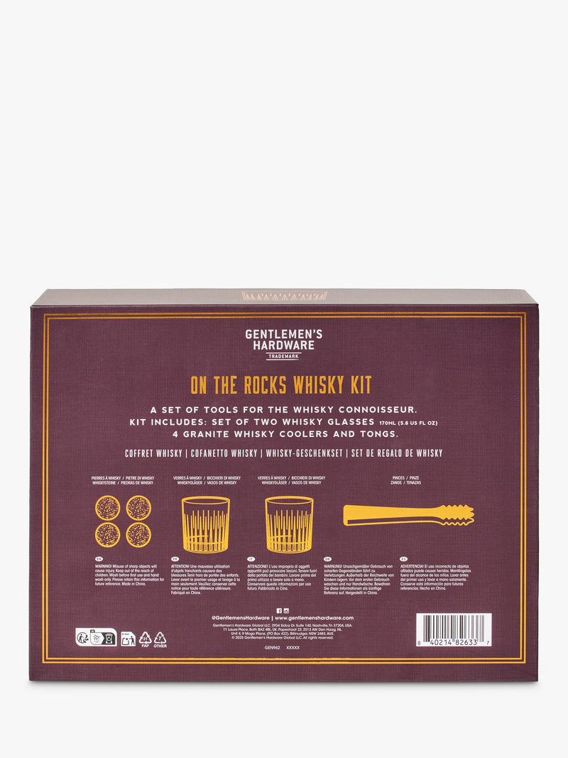 Gentlemen's Hardware whisky kit with tumblers and granite stones - British product