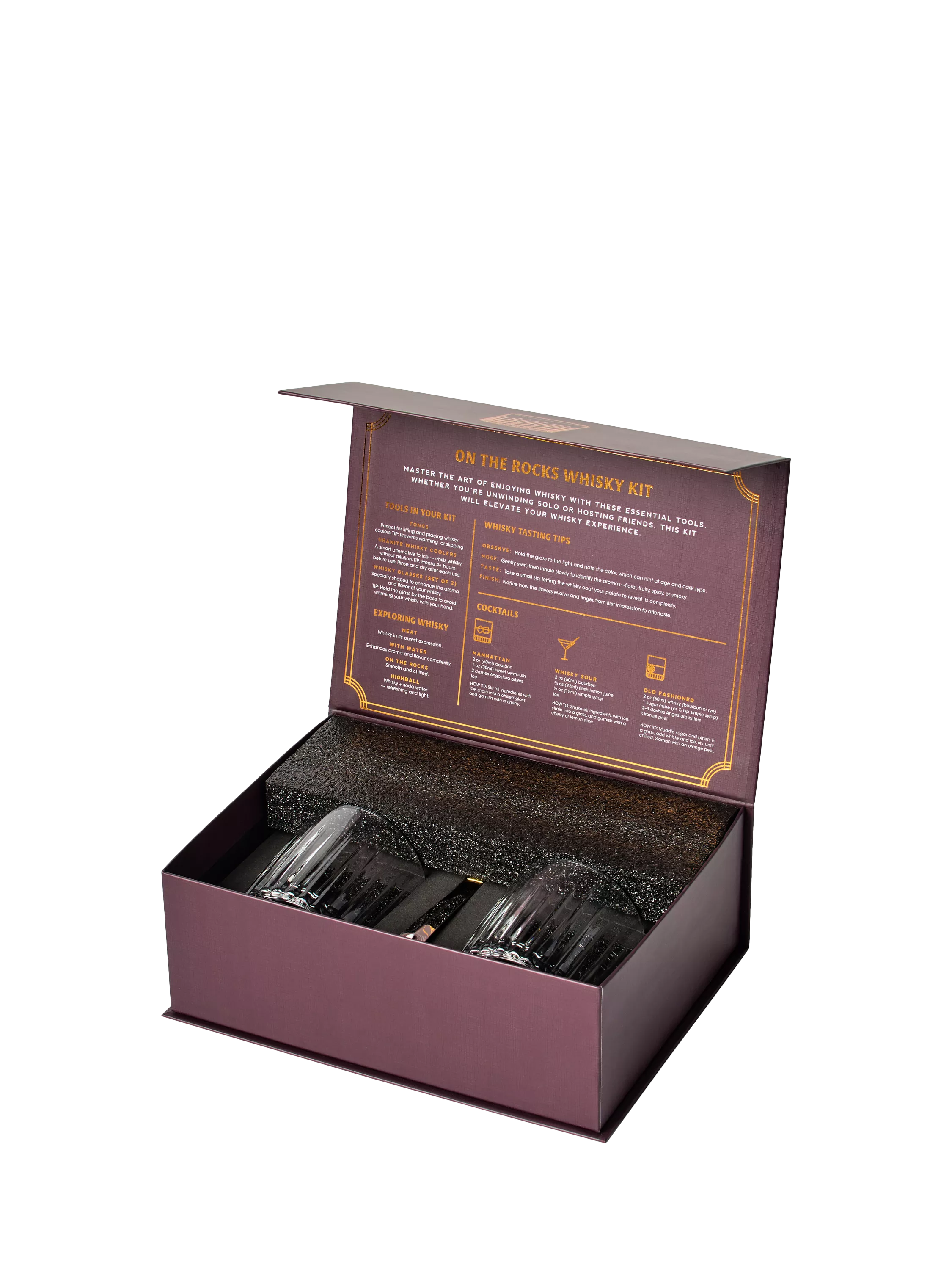 Gentlemen's Hardware whisky kit with tumblers and granite stones - British product