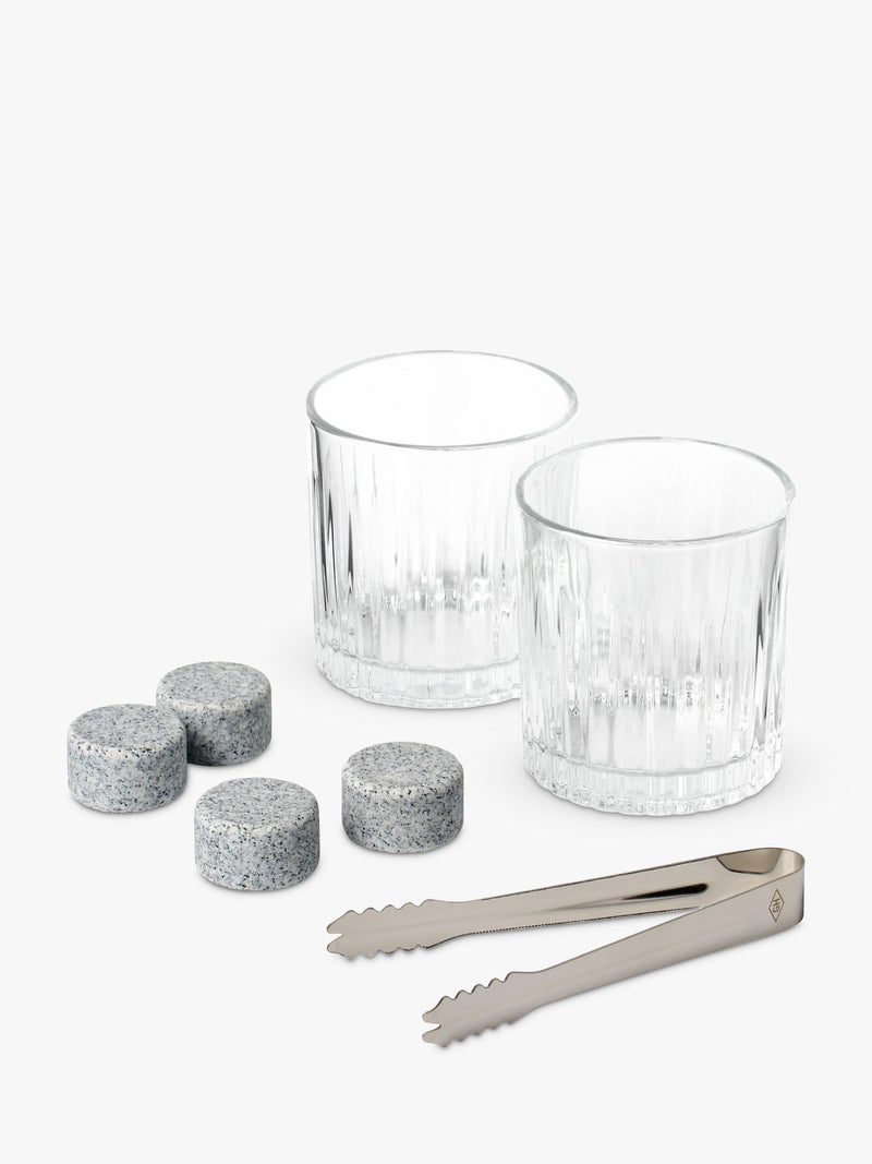 Gentlemen's Hardware whisky kit with tumblers and granite stones - British product