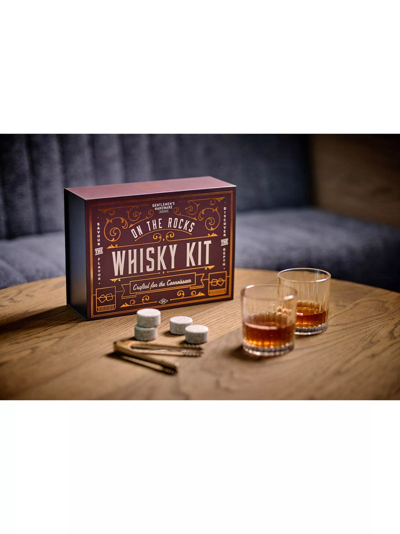 Gentlemen's Hardware whisky kit with tumblers and granite stones - British product
