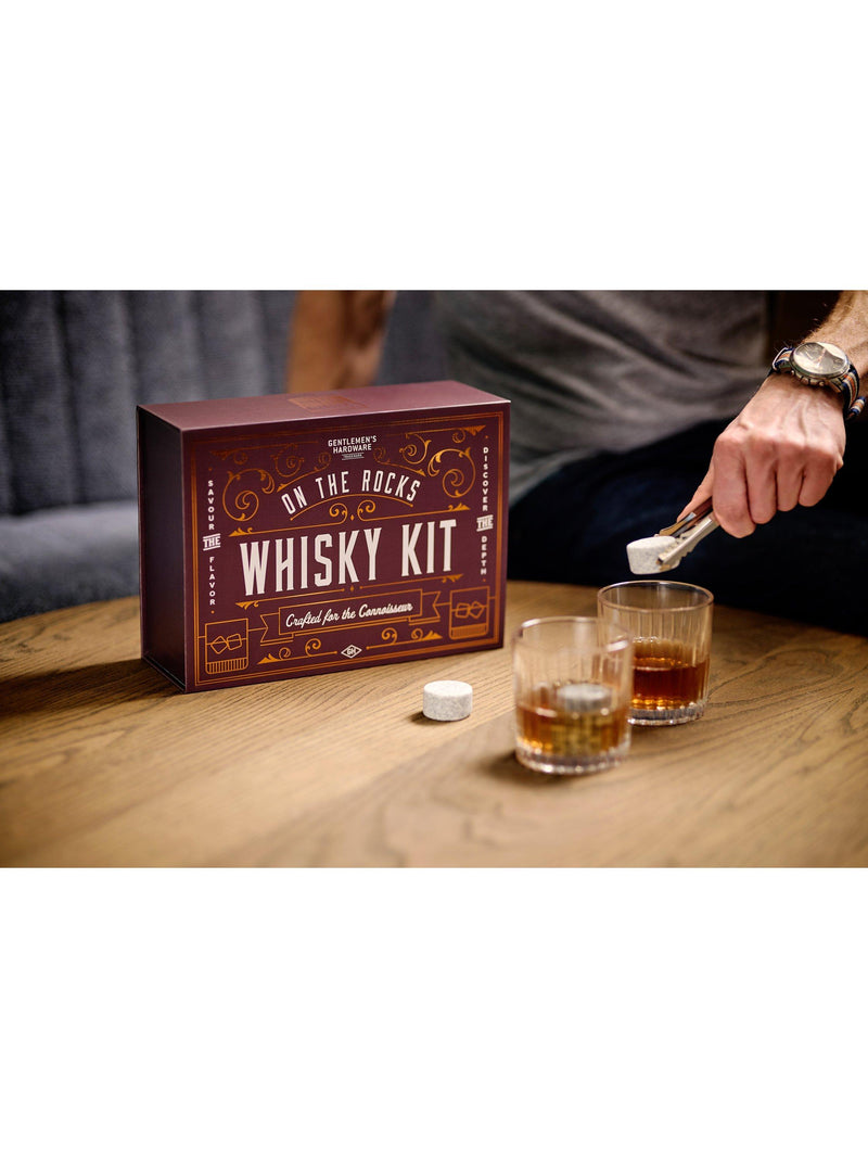 Gentlemen's Hardware whisky kit with tumblers and granite stones - British product