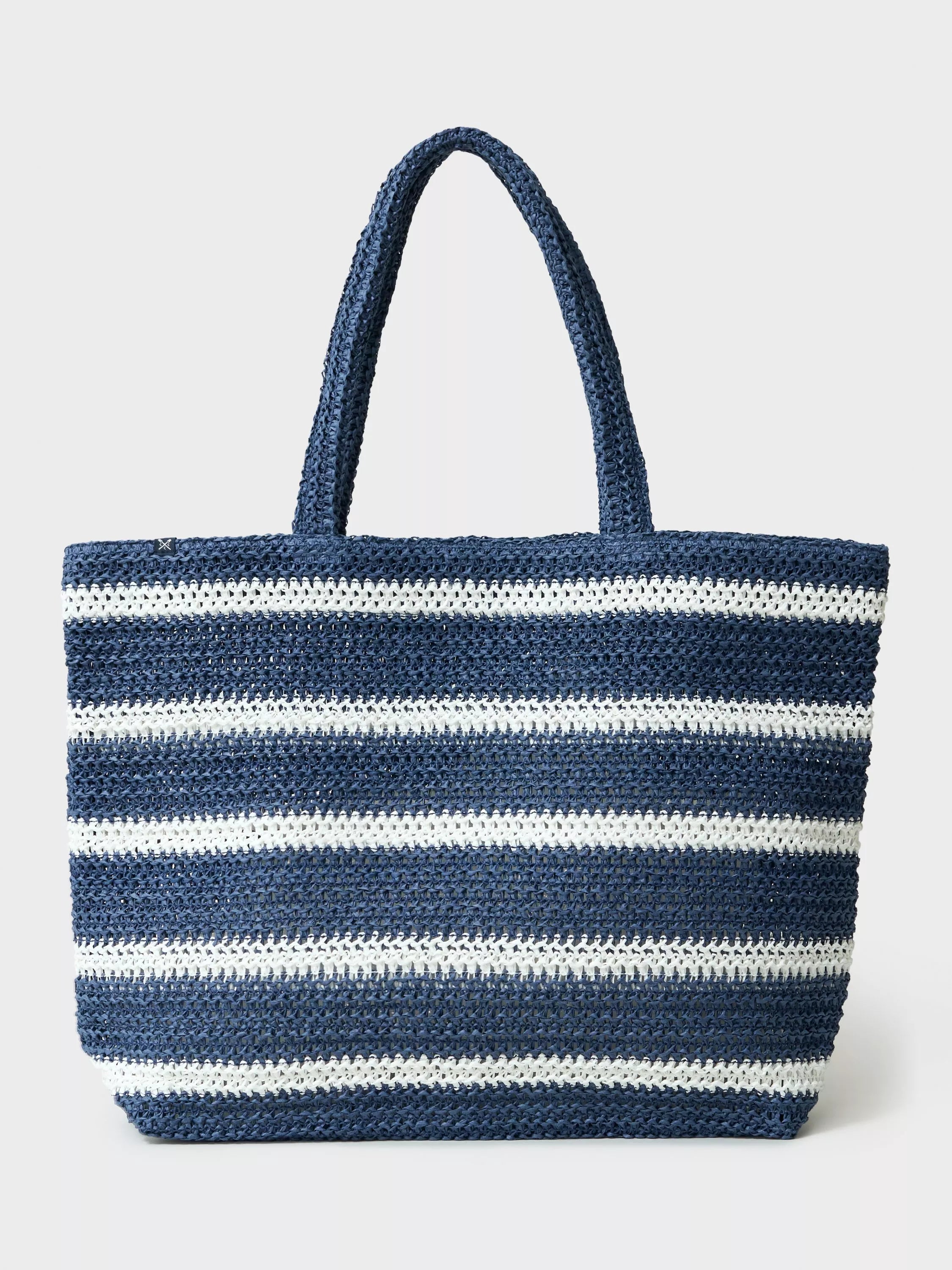 Crew Clothing blue and white stripe tote bag, imported from the UK