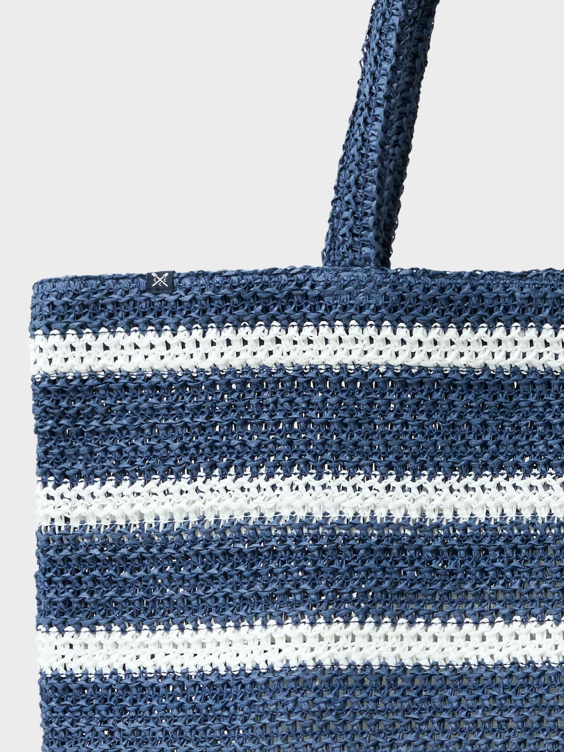 Crew Clothing blue and white stripe tote bag, imported from the UK