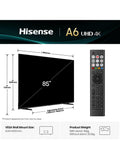 Hisense 85A6QTUK 85 inch 4K Smart TV (British brand)